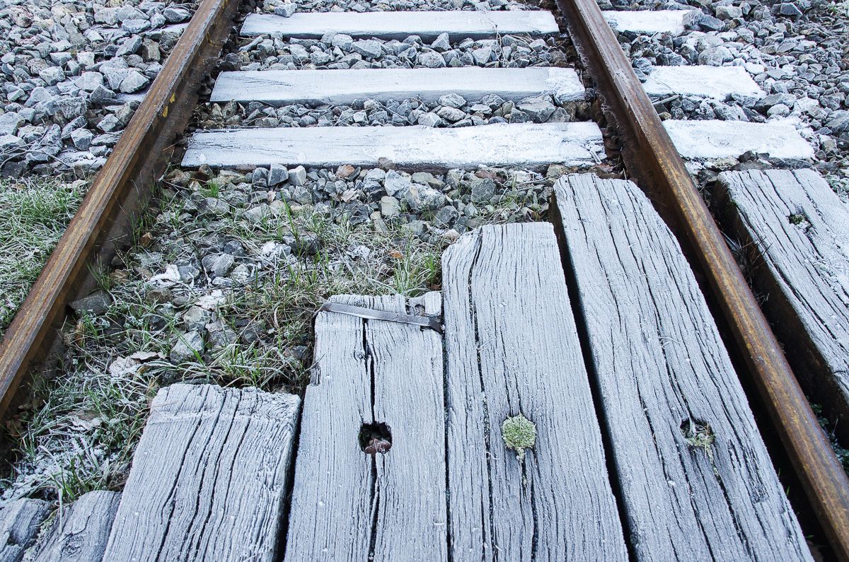 Rail enneigé du petit train des Cévennes