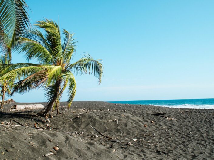 plage de sable noir Ocean pacifique en Colombie